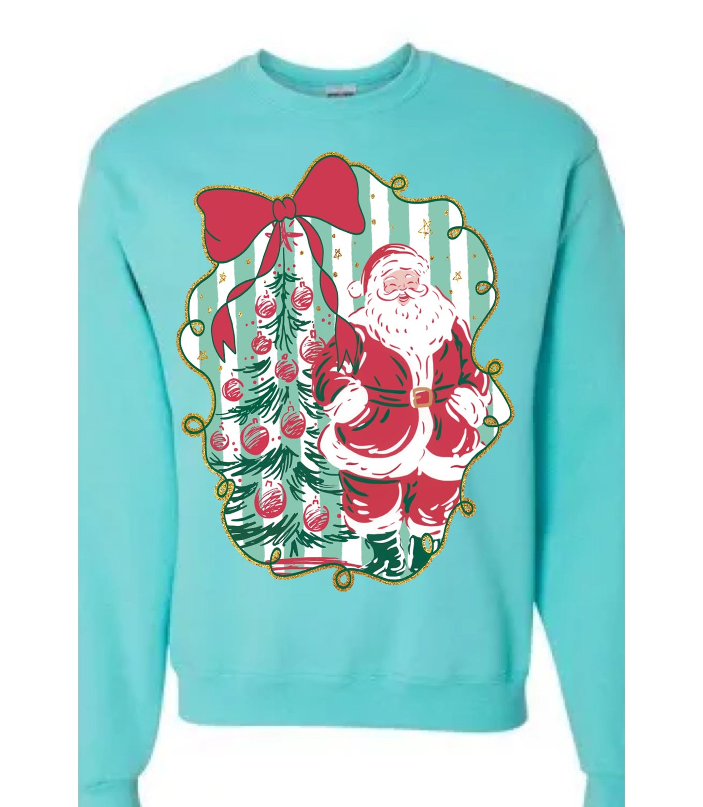 Teal and Red Santa