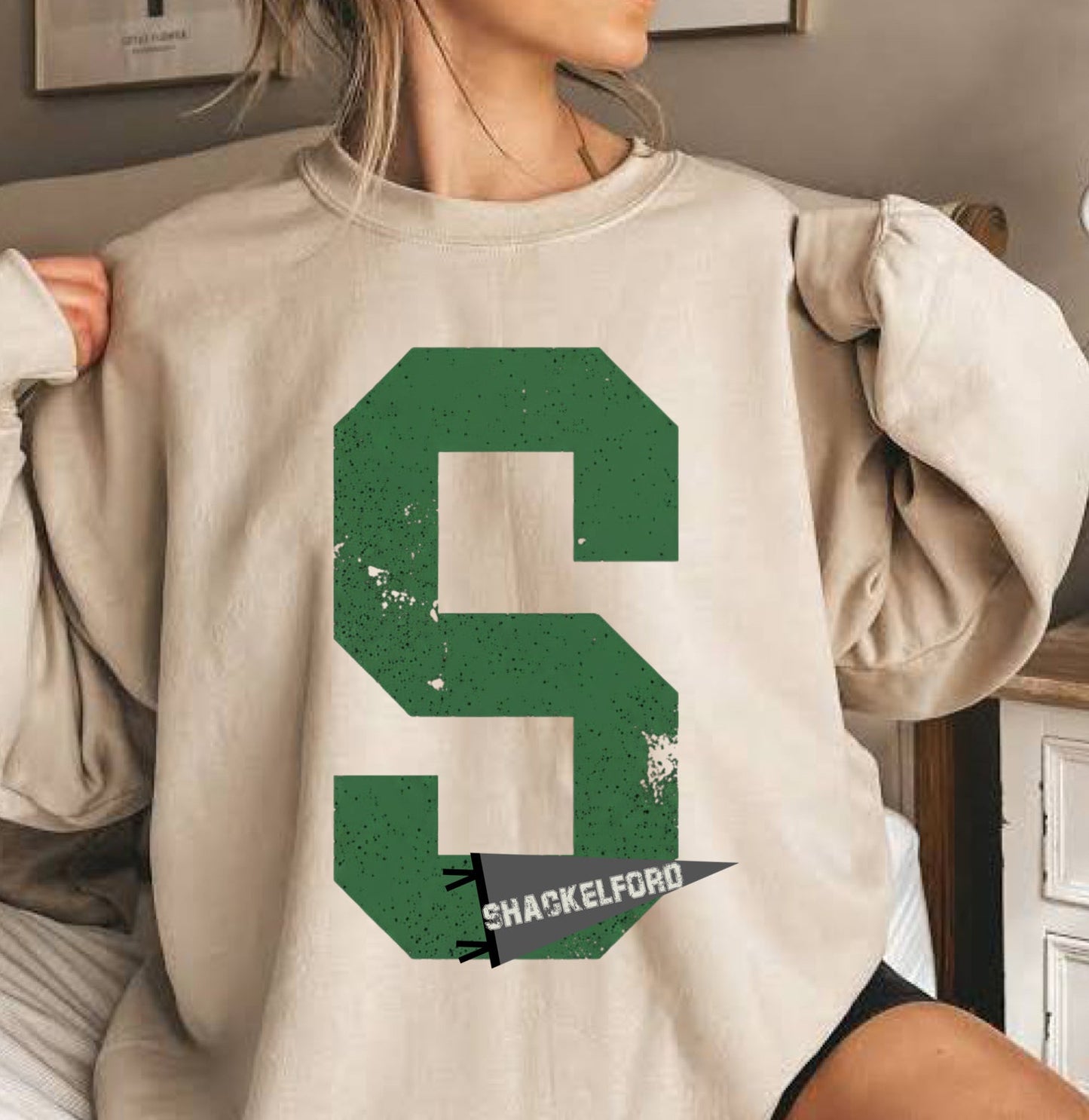 Large S with Pennant Sweatshirt. Shackelford