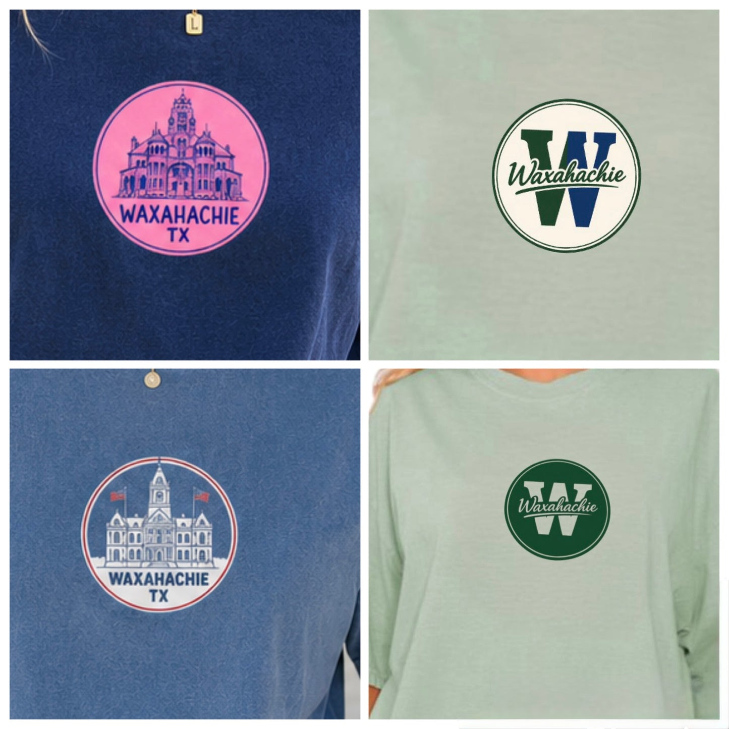 Waxahachie Green/Navy Tee