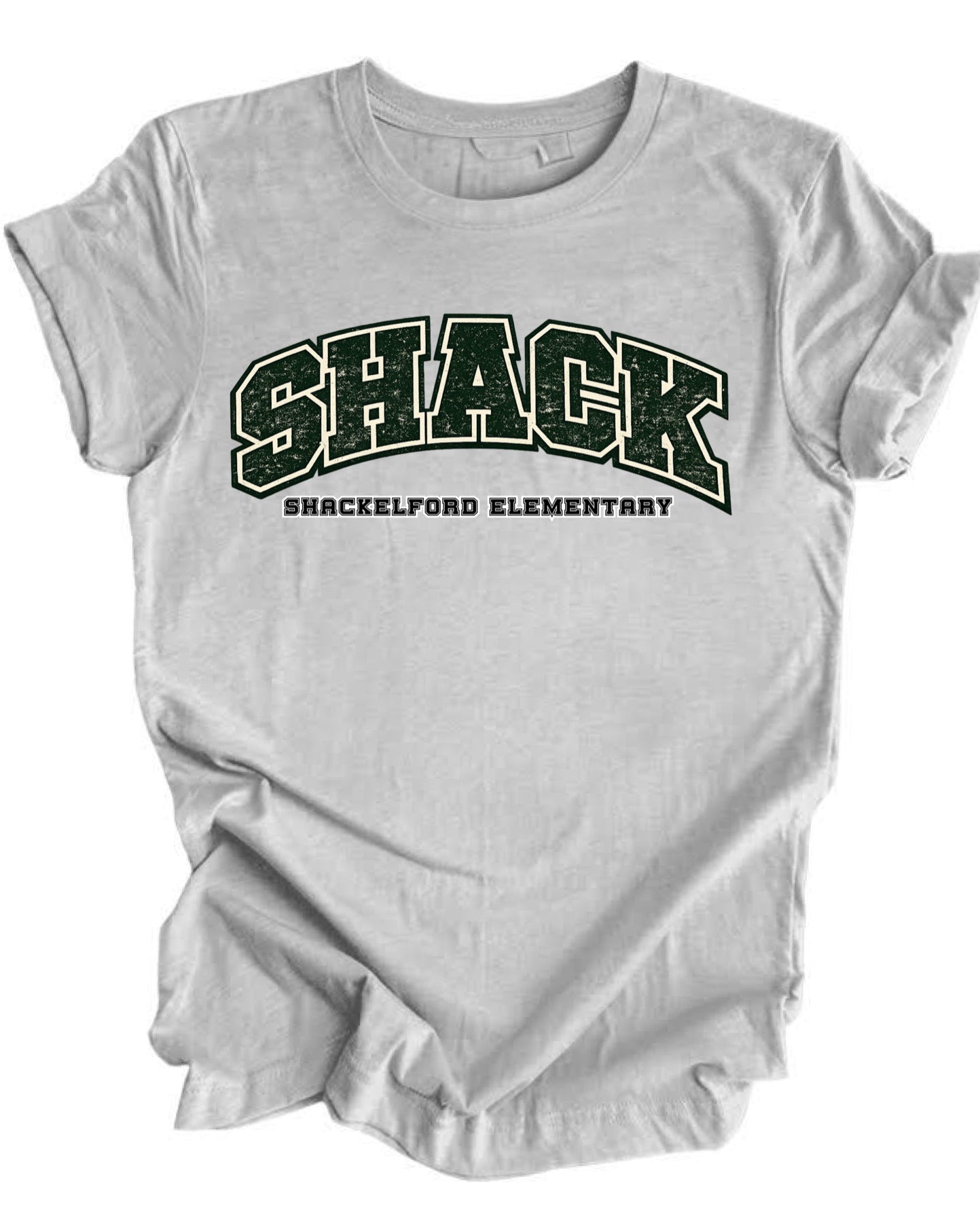 Shack Varsity Green Letters Grey Tee