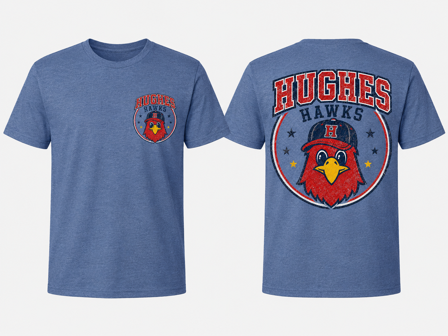 Hughes Hawks BLUE Tee --All Sizes. -HH