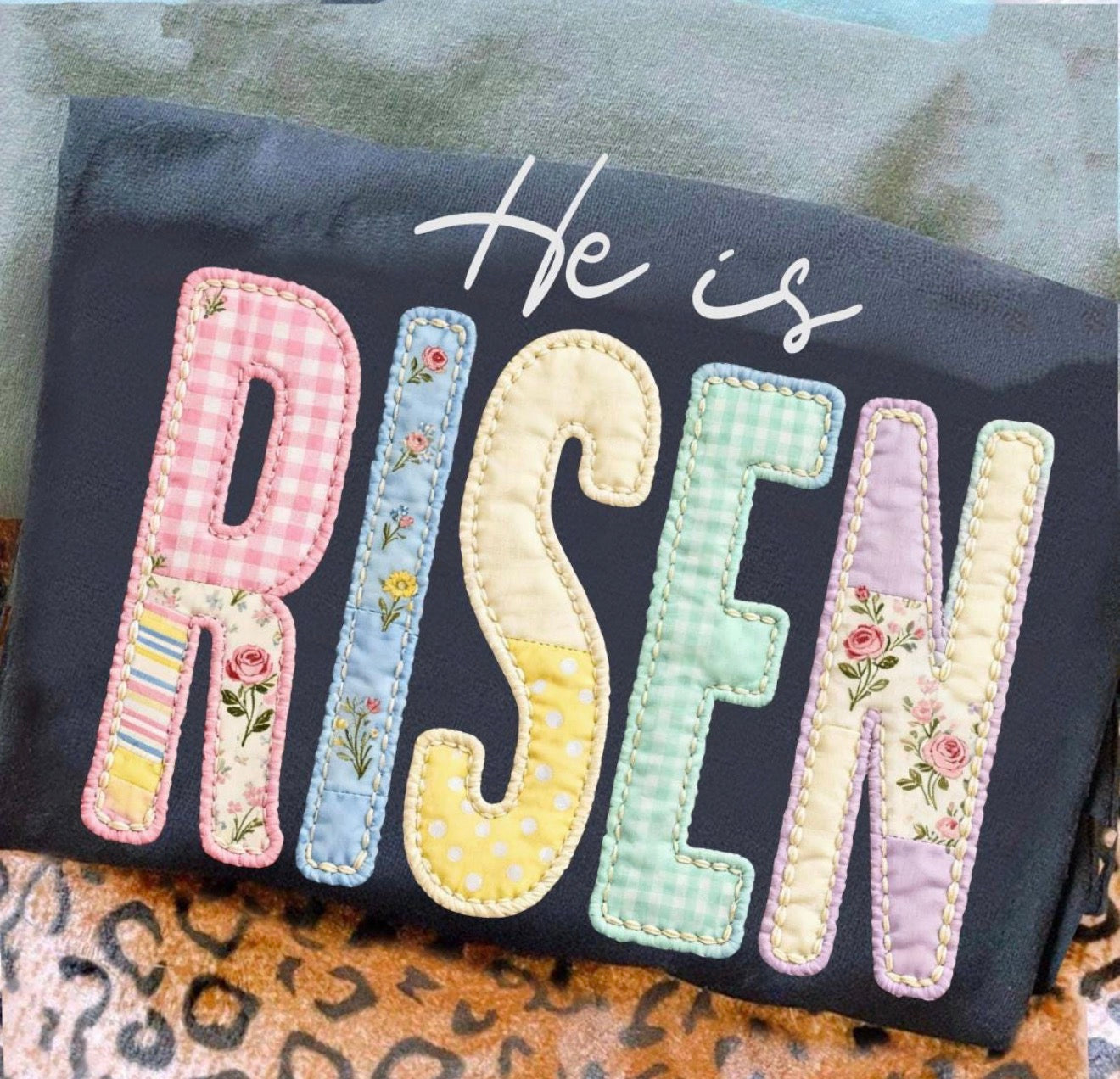He is Risen faux fabric