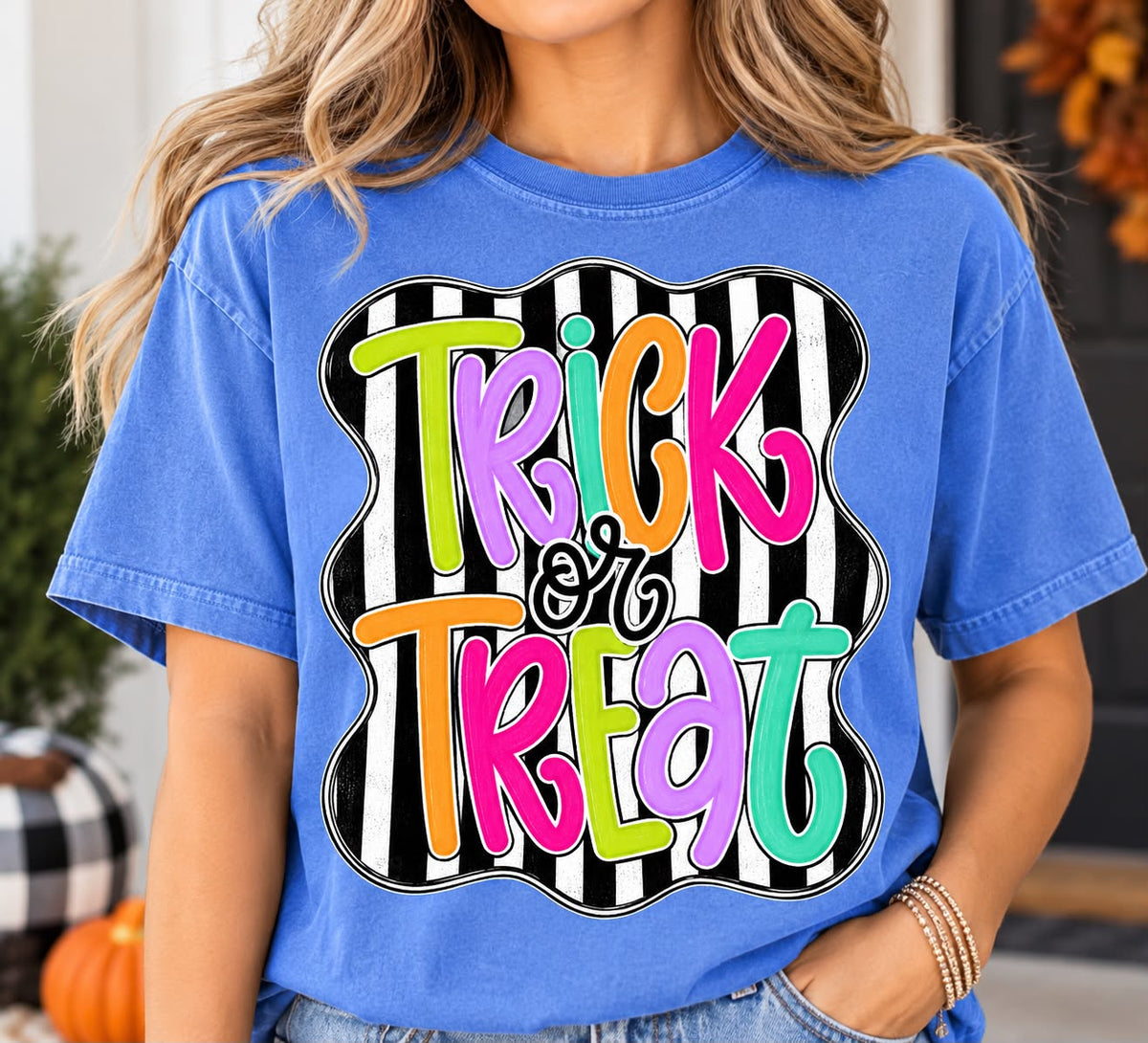 ADULT Trick or Treat Stripes Tee