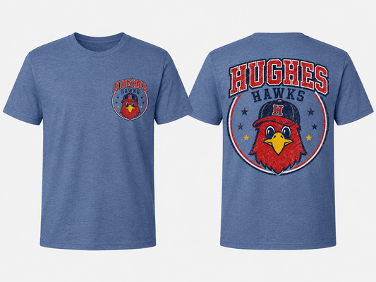 Hughes Hawks BLUE Tee --All Sizes.  -HH