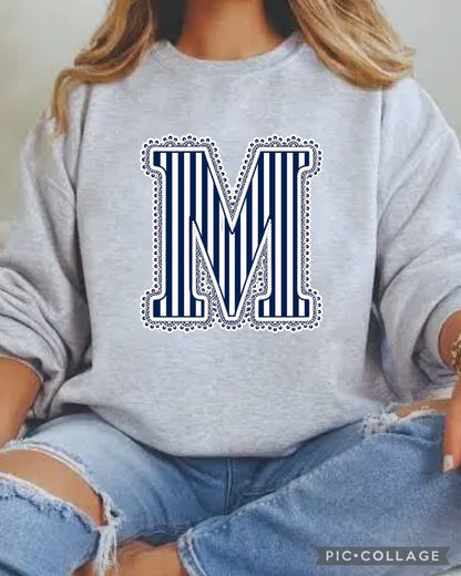 Striped Lace  Any Initial