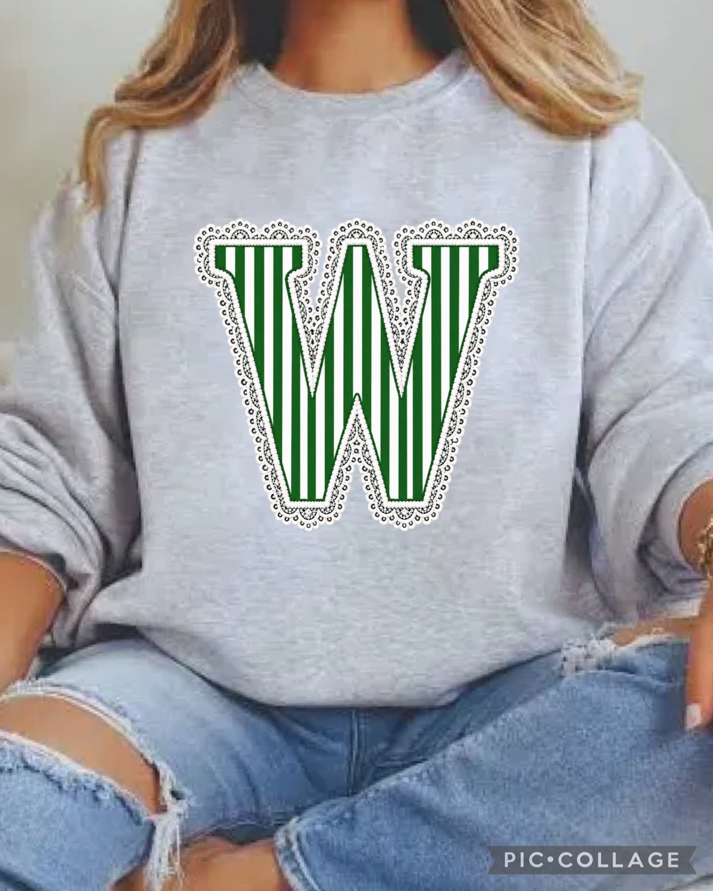 Striped Lace  Any Initial