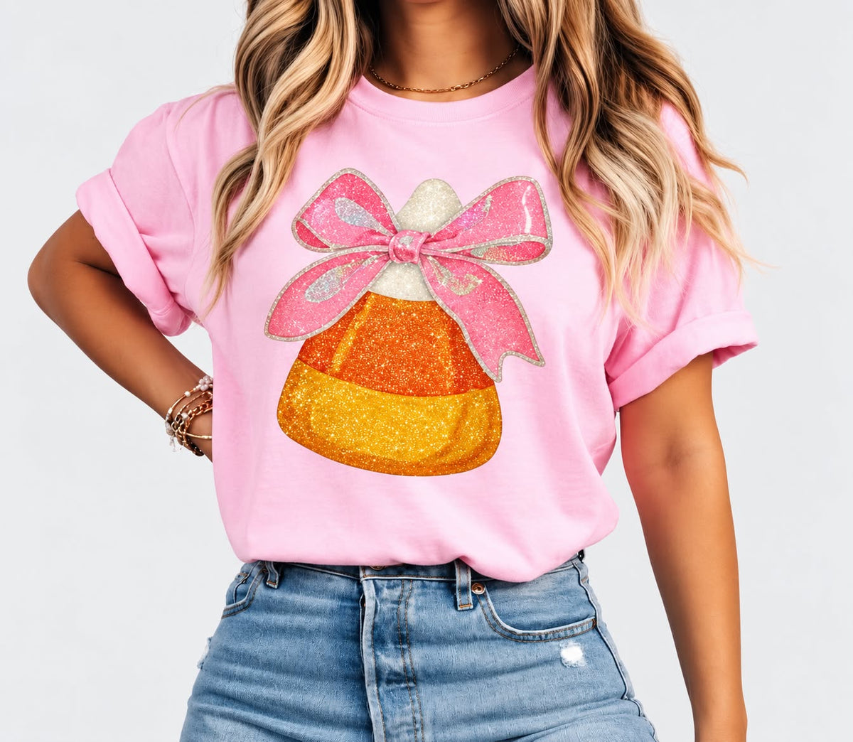 ADULT Candy Corn Bow - Gildan Softstyle Tee