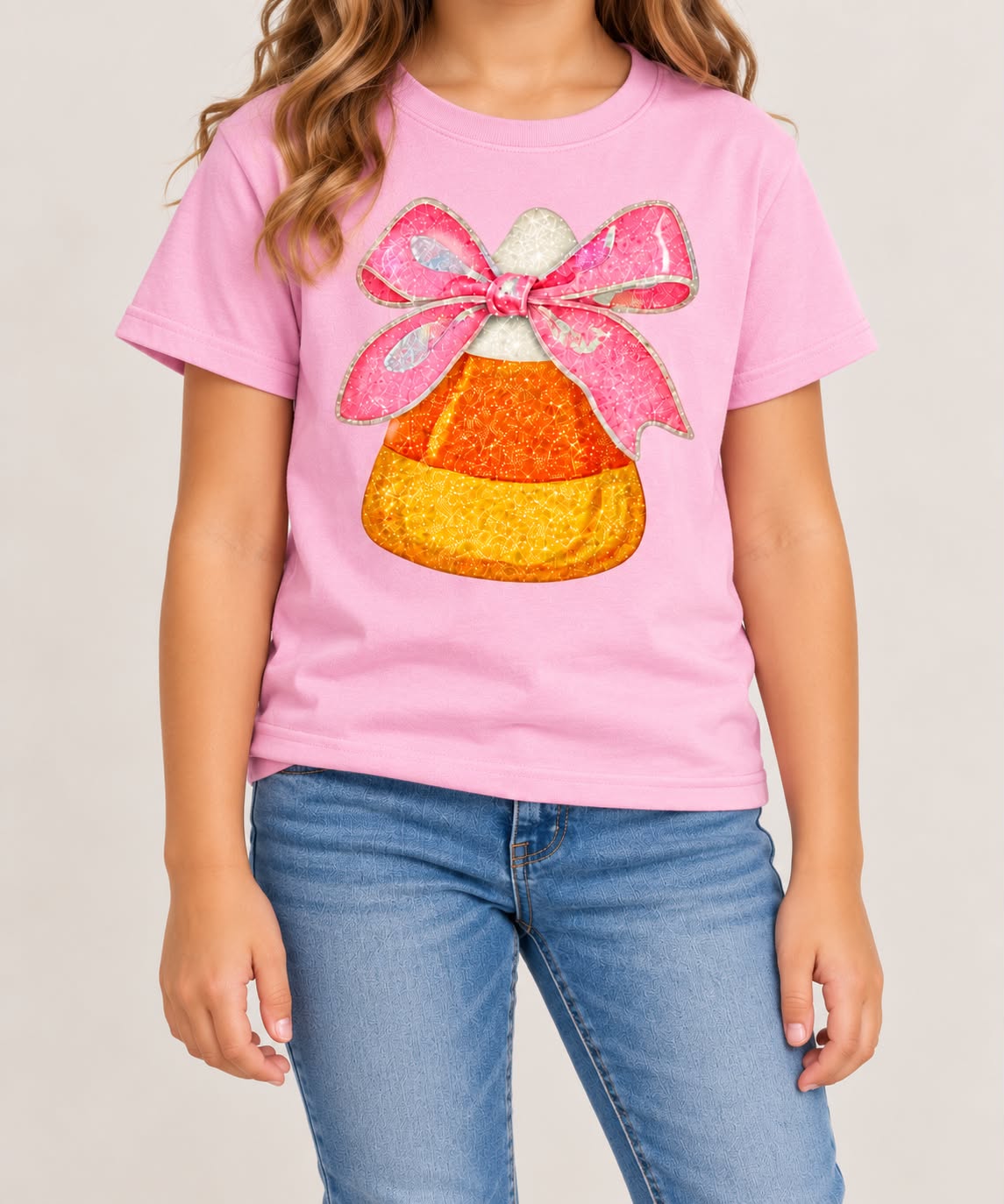 YOUTH Candy Corn Bow - Gildan Softstyle Tee